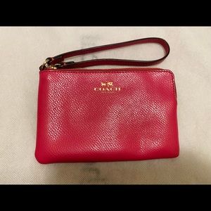 coach pink leather wristlet wallet clutch